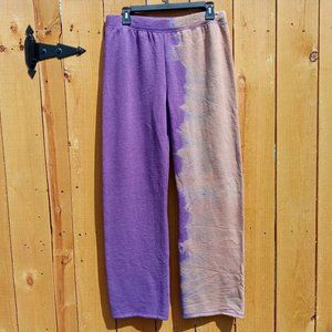 Two Tone Athletic Pants Medium Beige Purple Sweatpants Joggers Leisure Hanes NWT